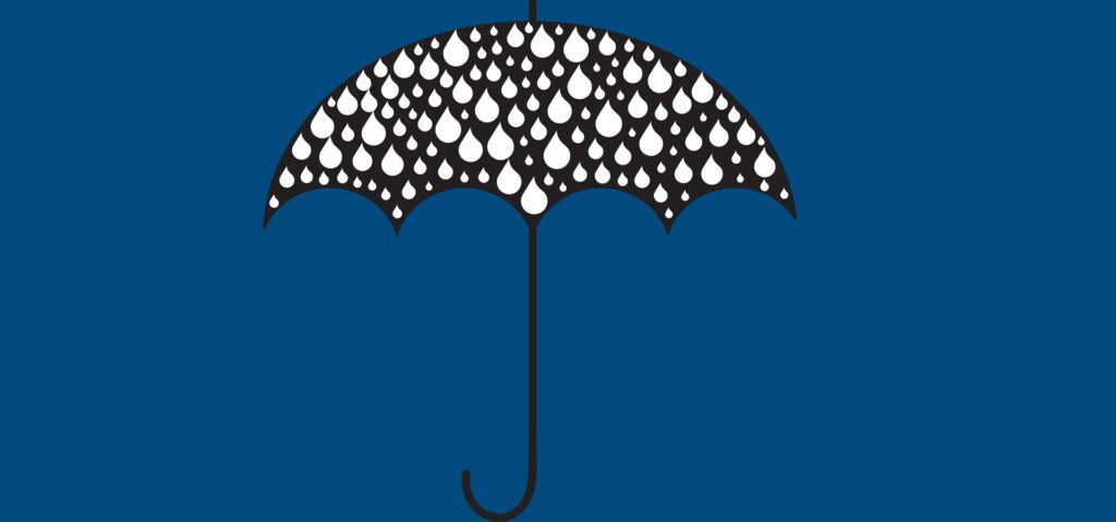 Die Illustration zeigt einen gezeichneten Regenschirm.